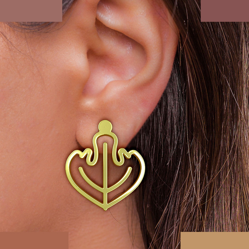 گوشواره طلا 18 عیار زنانه مدوپد مدل برگ کد GA1-15928