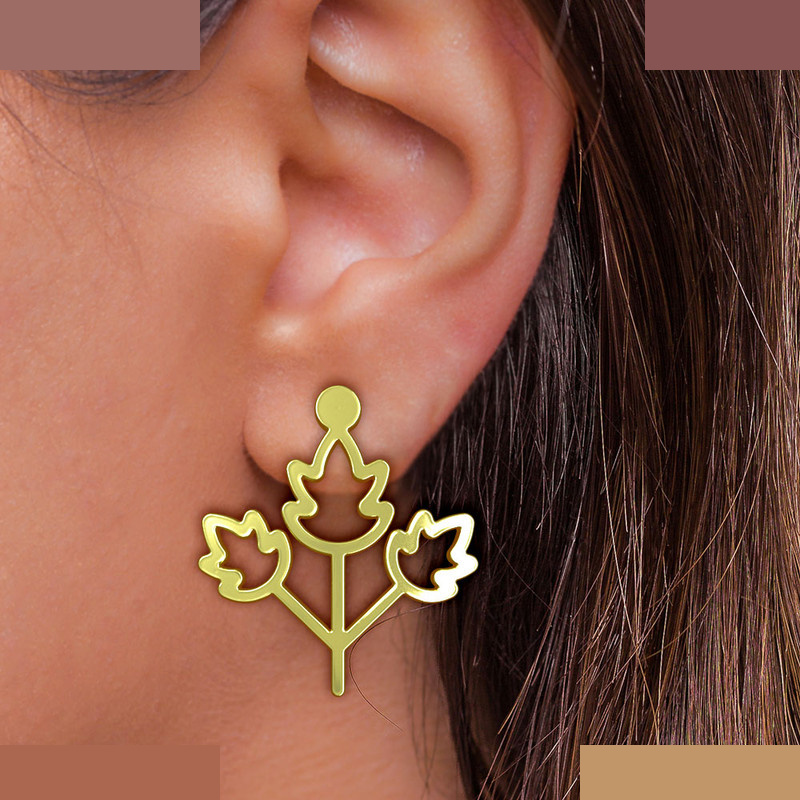 گوشواره طلا 18 عیار زنانه مدوپد مدل برگ کد GA1-15932