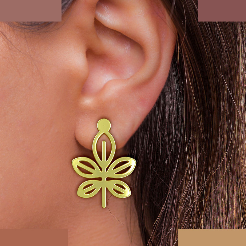 گوشواره طلا 18 عیار زنانه مدوپد مدل برگ کد GA1-15935