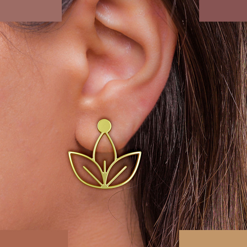 گوشواره طلا 18 عیار زنانه مدوپد مدل برگ کد GA1-15973