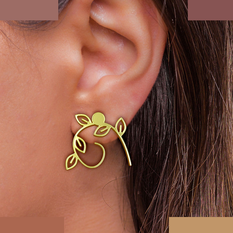 گوشواره طلا 18 عیار زنانه مدوپد مدل برگ کد GA1-15985