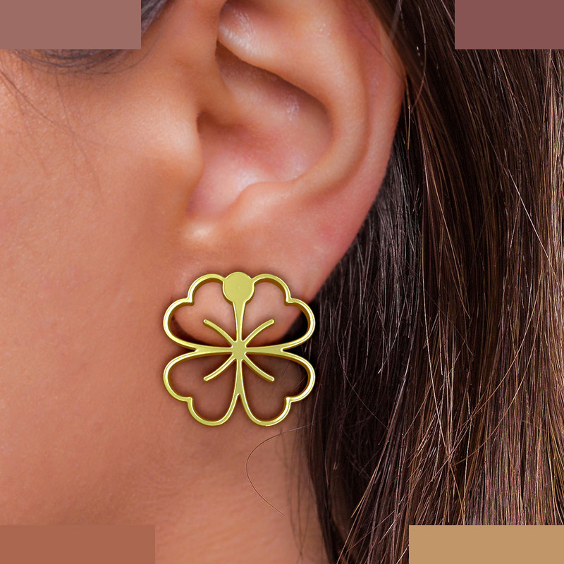 گوشواره طلا 18 عیار زنانه مدوپد مدل برگ کد GA1-16002