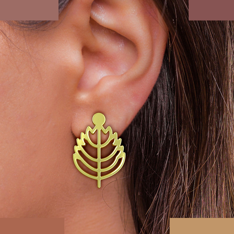 گوشواره طلا 18 عیار زنانه مدوپد مدل برگ کد GA1-16016