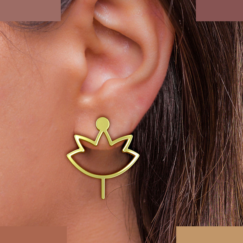 گوشواره طلا 18 عیار زنانه مدوپد مدل برگ کد GA1-16030