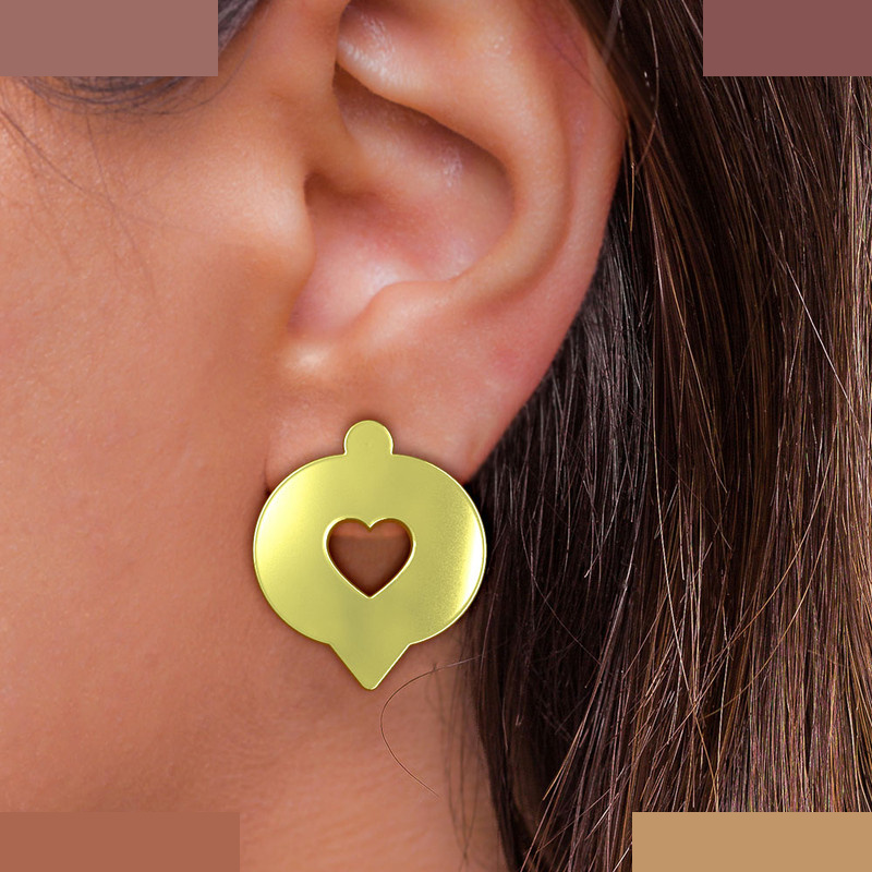 گوشواره طلا 18 عیار زنانه مدوپد مدل علامت قلب کد GA1-16034