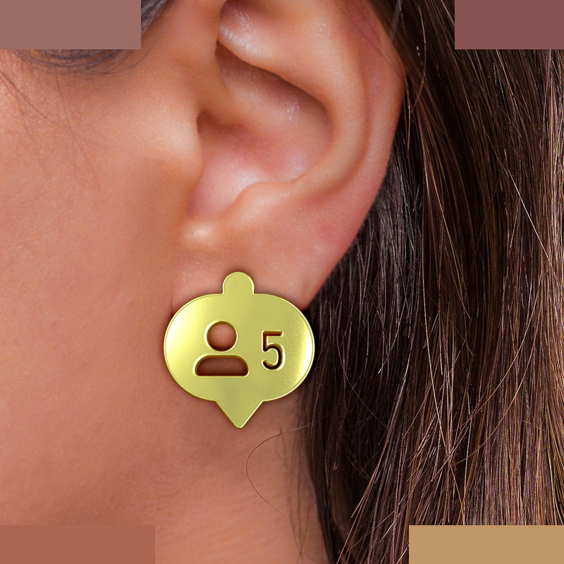 گوشواره طلا 18 عیار زنانه مدوپد مدل علامت فالوور کد GA1-16038