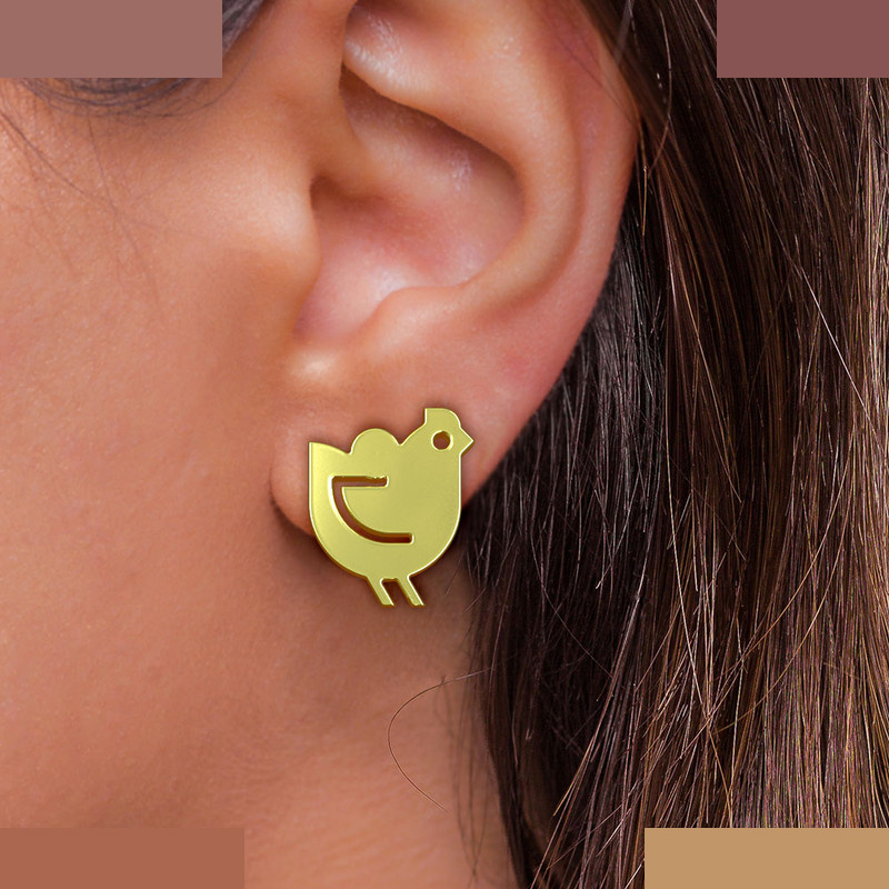 گوشواره طلا 18 عیار زنانه مدوپد مدل خروس کد GA1-16043