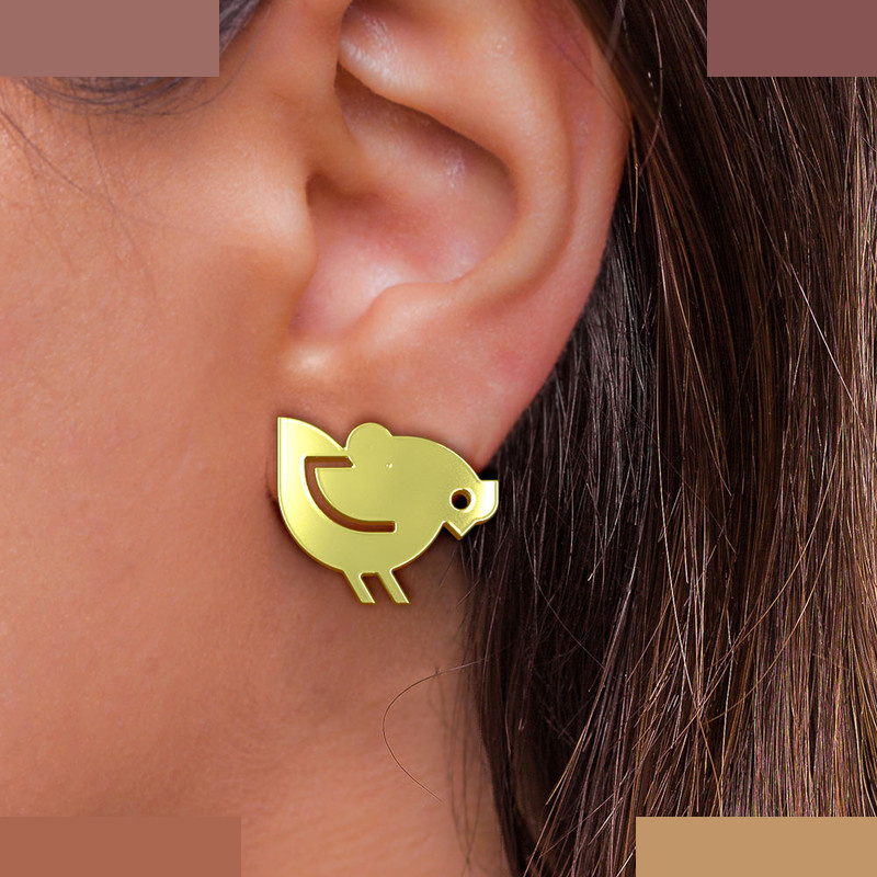 گوشواره طلا 18 عیار زنانه مدوپد مدل مرغ کد GA1-16044