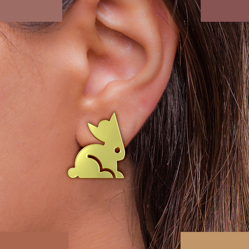 گوشواره طلا 18 عیار زنانه مدوپد مدل خرگوش کد GA1-16048