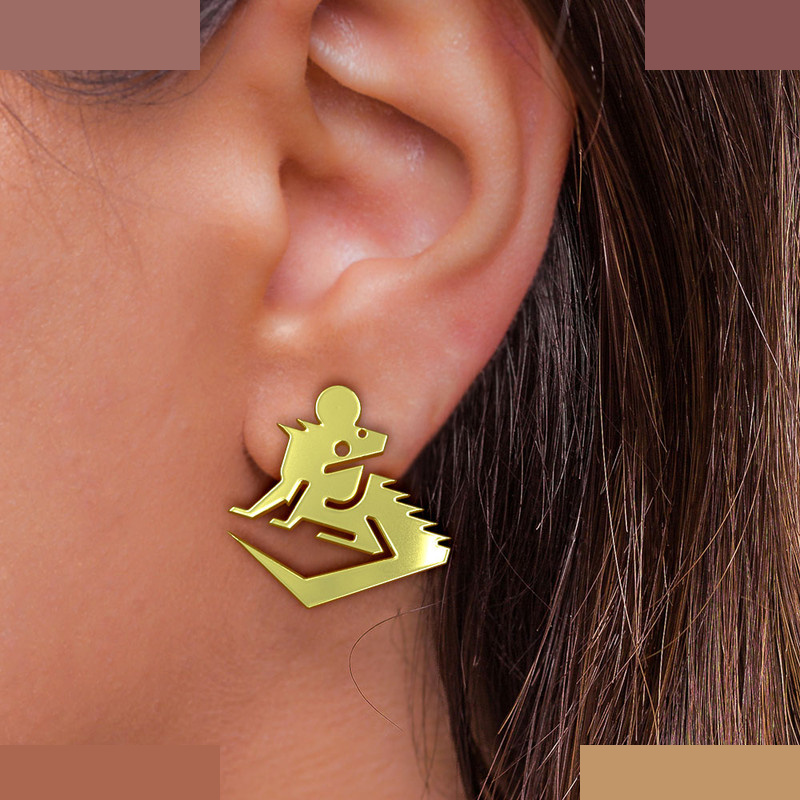 گوشواره طلا 18 عیار زنانه مدوپد مدل تمساح کد GA1-16055