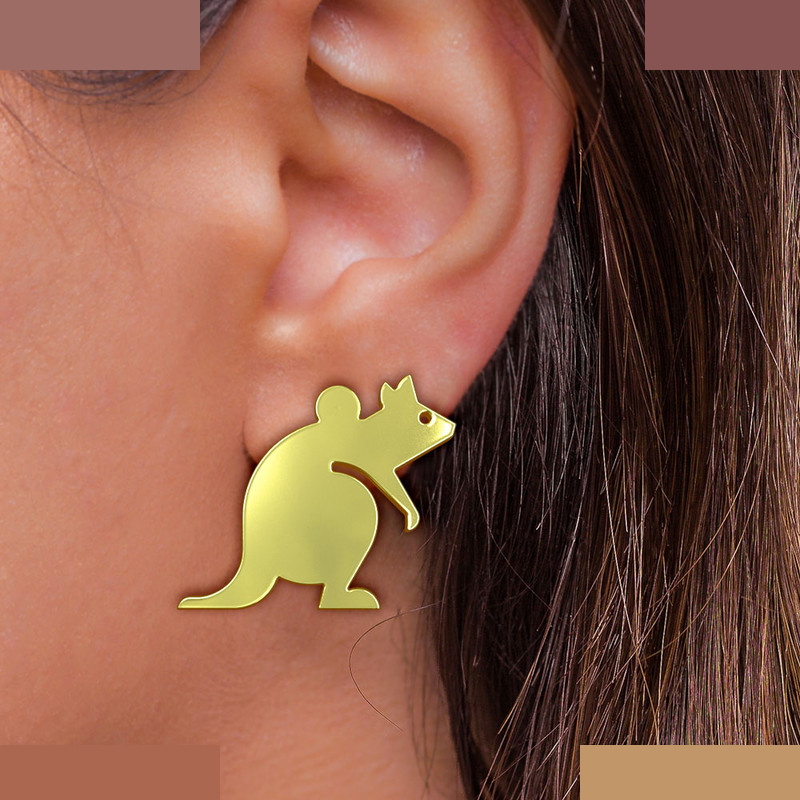 گوشواره طلا 18 عیار زنانه مدوپد مدل کانگرو کد GA1-16063