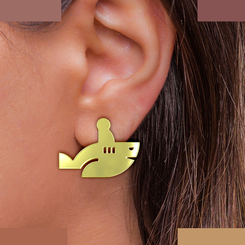 گوشواره طلا 18 عیار زنانه مدوپد مدل ماهی کد GA1-16064