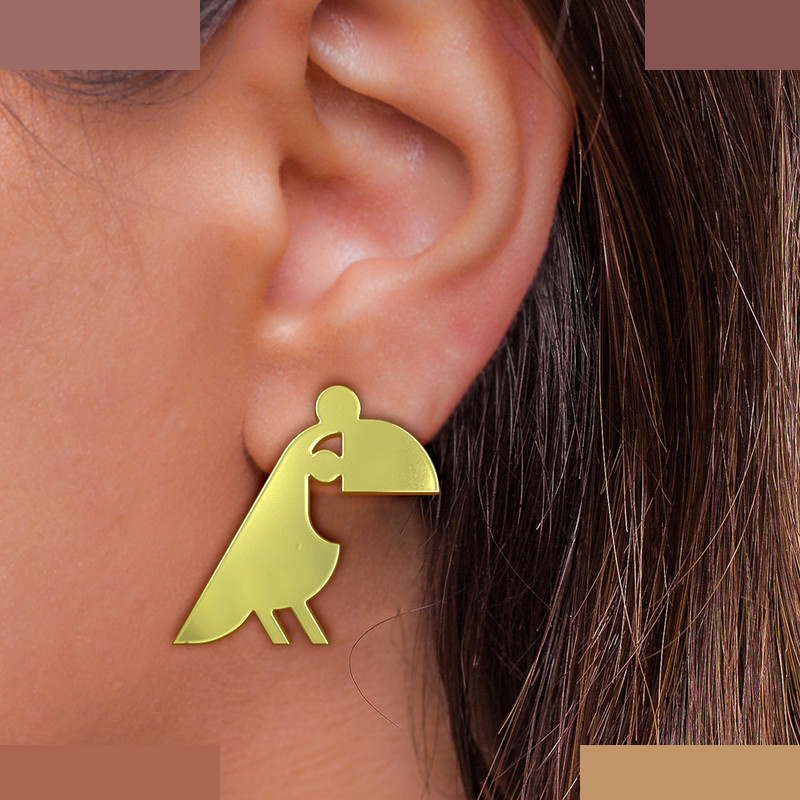 گوشواره طلا 18 عیار زنانه مدوپد مدل طوطی کد GA1-16065