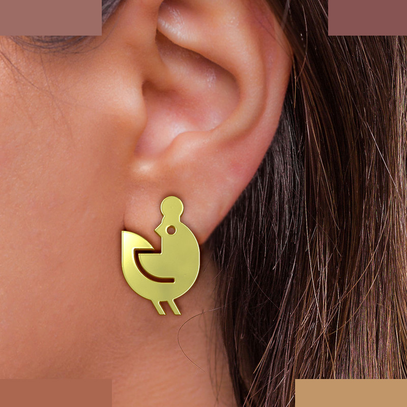 گوشواره طلا 18 عیار زنانه مدوپد مدل خروس کد GA1-16068