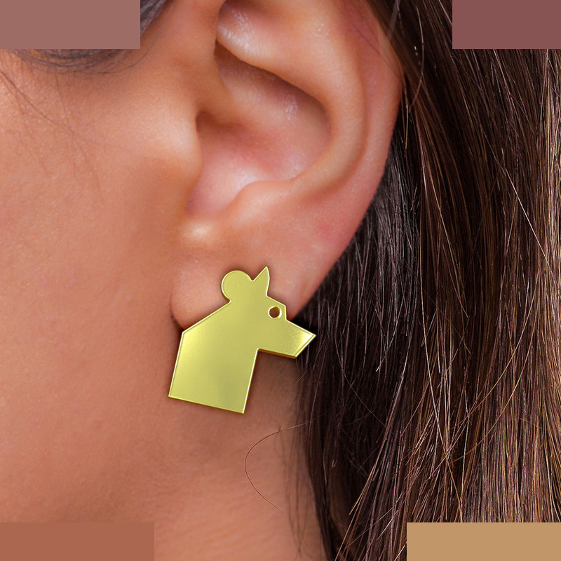 گوشواره طلا 18 عیار زنانه مدوپد مدل گرگ کد GA1-16072