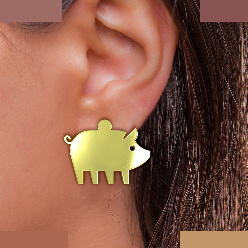 گوشواره طلا 18 عیار زنانه مدوپد مدل خوک کد GA1-16073