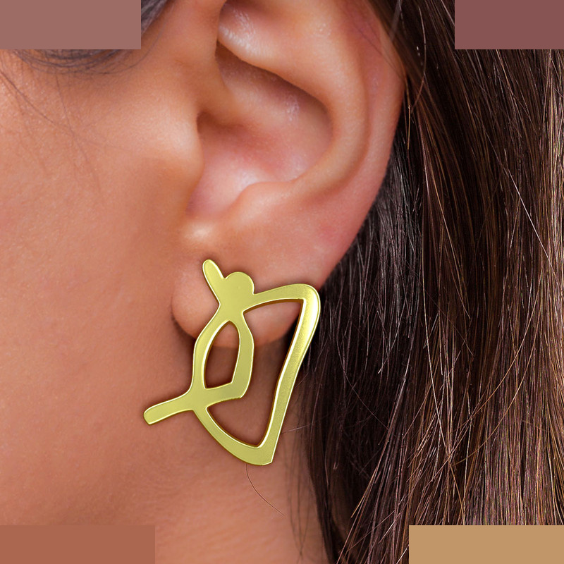 گوشواره طلا 18 عیار زنانه مدوپد مدل هندسی کد GA1-16109