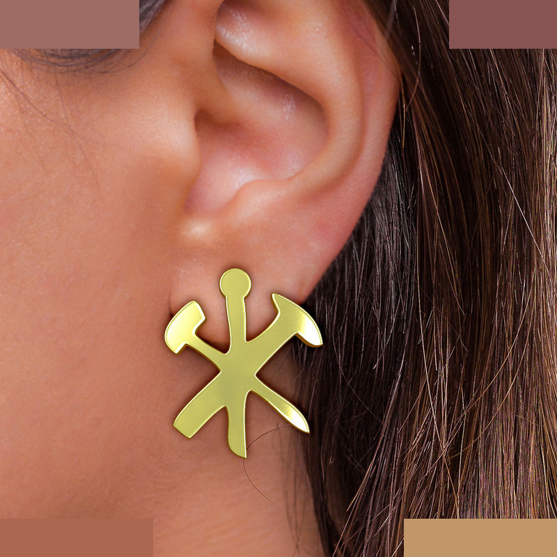 گوشواره طلا 18 عیار زنانه مدوپد مدل هندسی کد GA1-16122