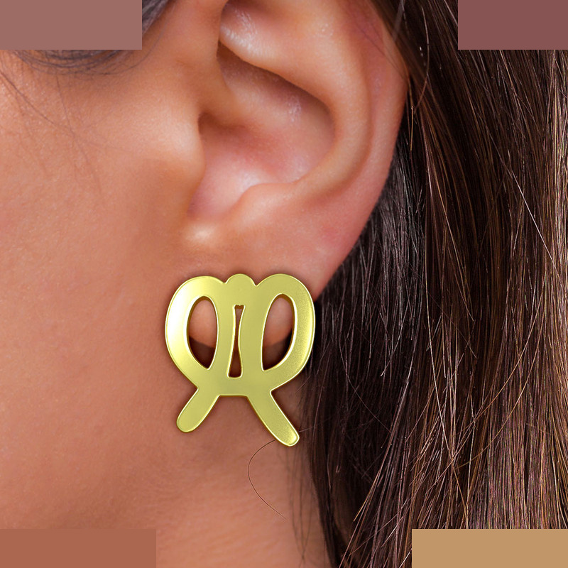 گوشواره طلا 18 عیار زنانه مدوپد مدل هندسی کد GA1-16165