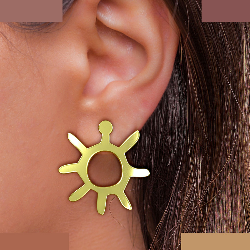 گوشواره طلا 18 عیار زنانه مدوپد مدل خورشید کد GA1-16172