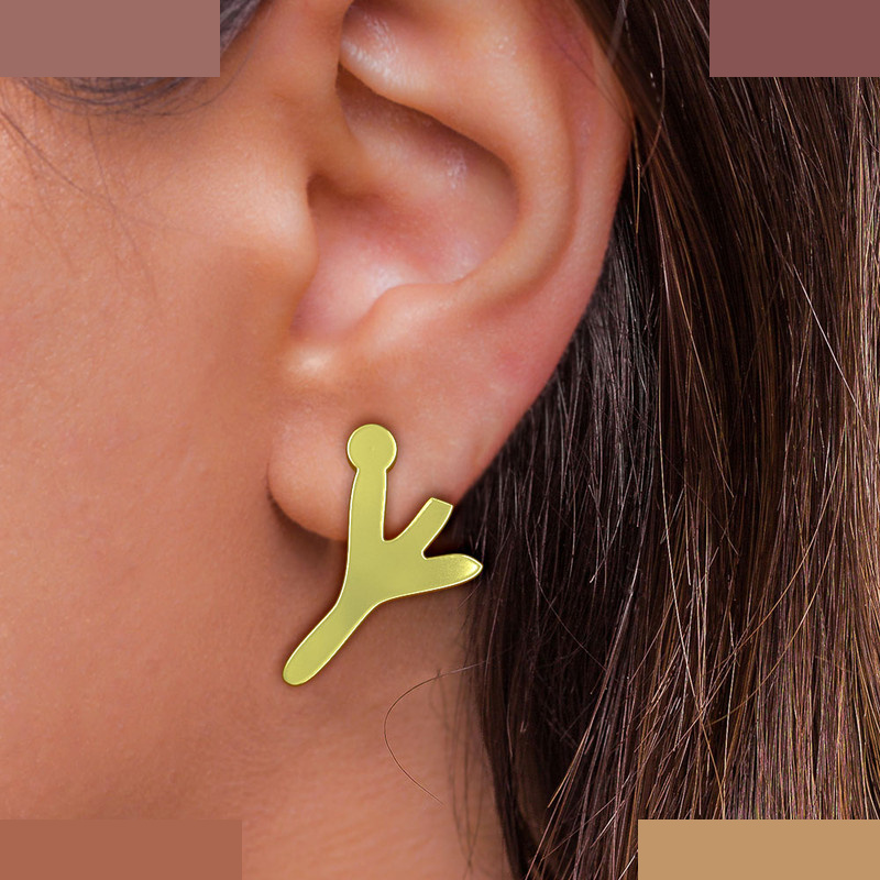 گوشواره طلا 18 عیار زنانه مدوپد مدل هندسی کد GA1-16179