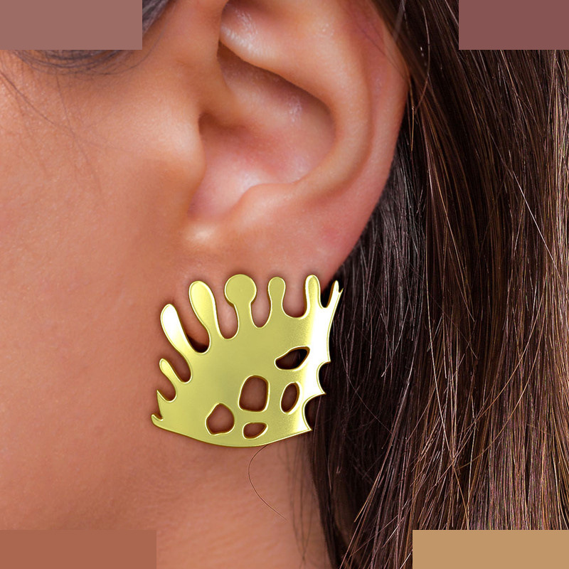 گوشواره طلا 18 عیار زنانه مدوپد مدل هندسی کد GA1-16238