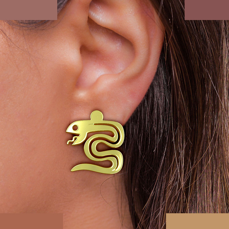 گوشواره طلا 18 عیار زنانه مدوپد مدل مار کد GA1-16240