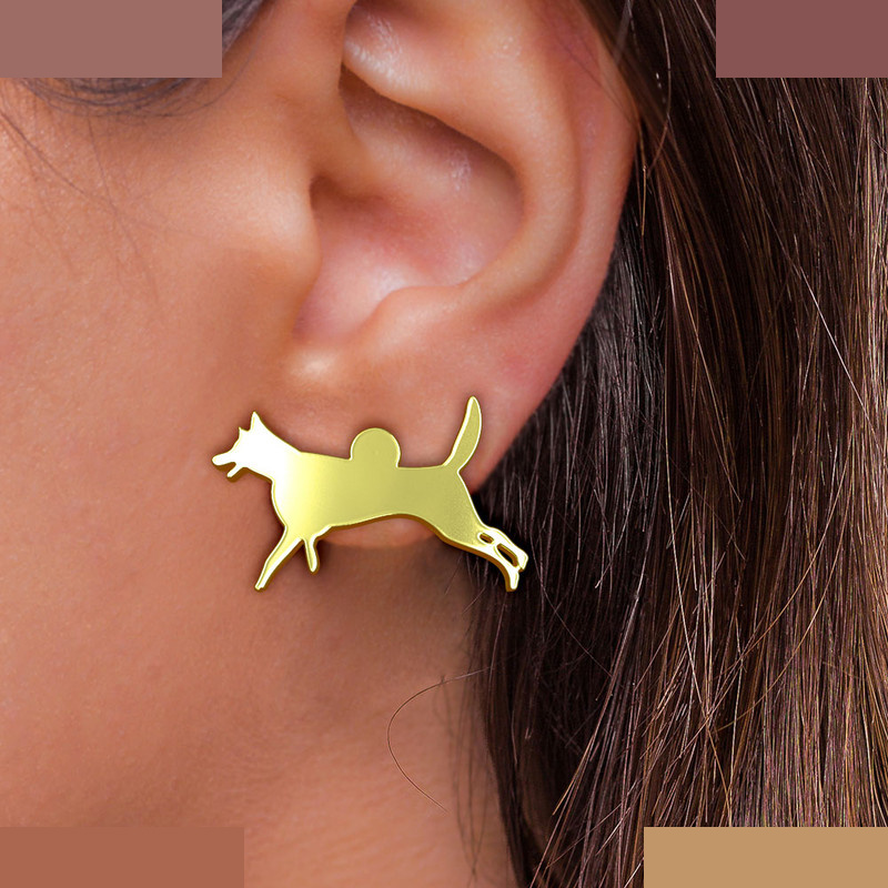 گوشواره طلا 18 عیار زنانه مدوپد مدل سگ کد GA1-16364