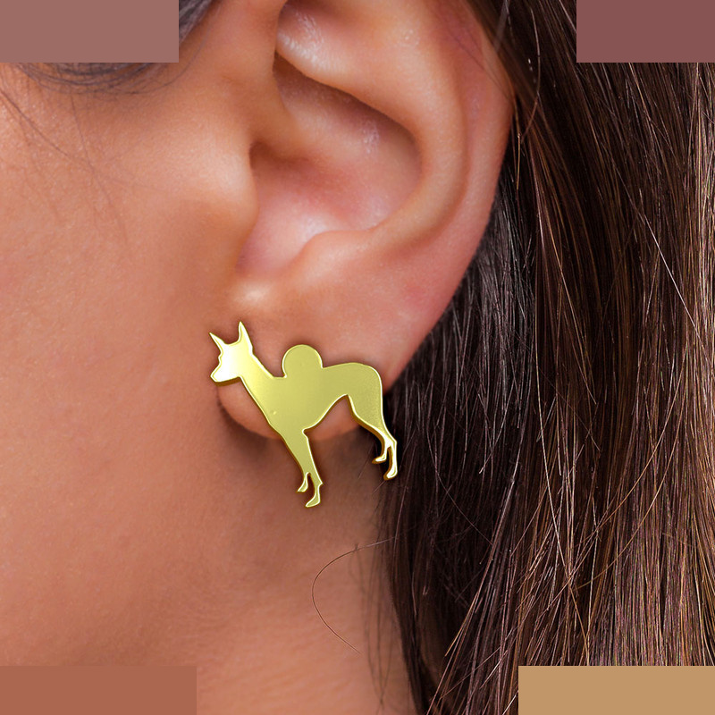 گوشواره طلا 18 عیار زنانه مدوپد مدل سگ کد GA1-16454