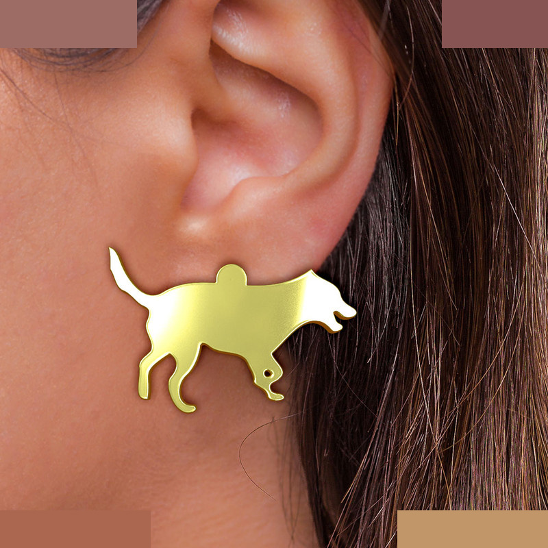 گوشواره طلا 18 عیار زنانه مدوپد مدل سگ کد GA1-16557