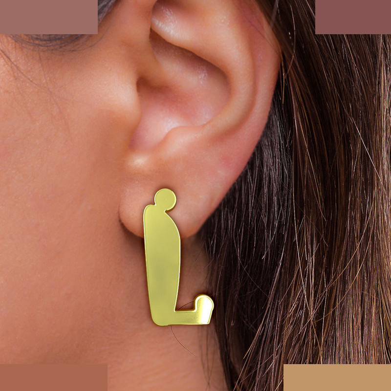 گوشواره طلا 18 عیار زنانه مدوپد مدل حرف L کد GA1-16631