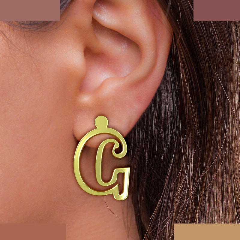 گوشواره طلا 18 عیار زنانه مدوپد مدل حرف G کد GA1-16687