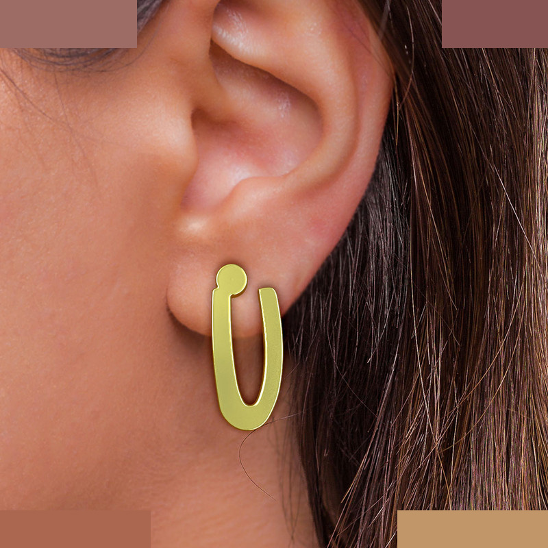 گوشواره طلا 18 عیار زنانه مدوپد مدل حرف U کد GA1-16753