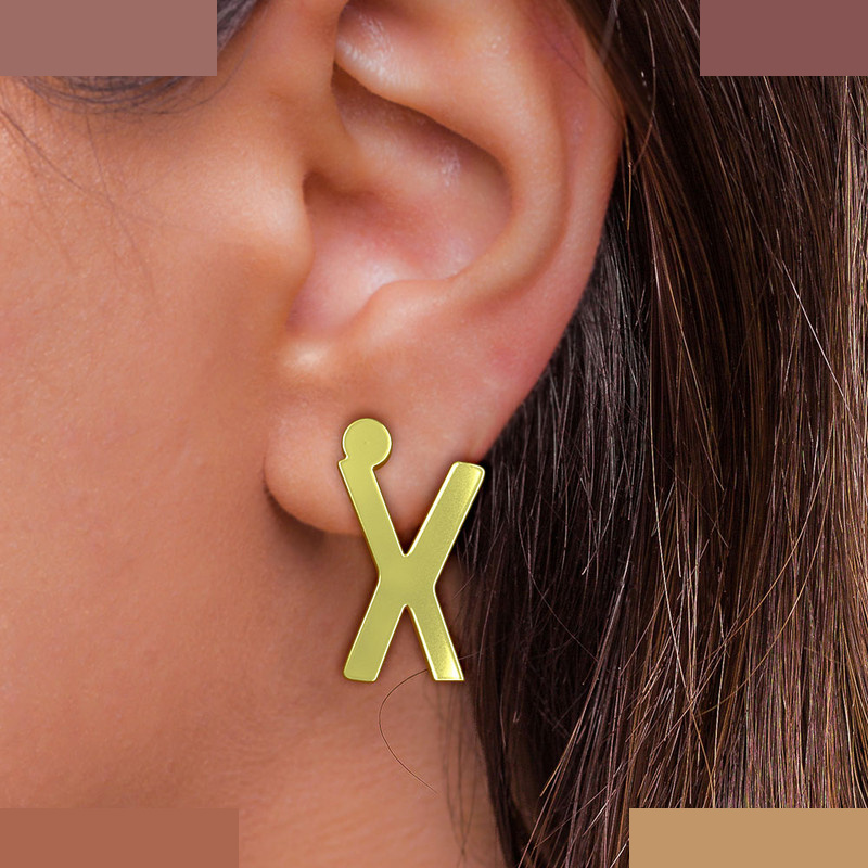 گوشواره طلا 18 عیار زنانه مدوپد مدل حرف X کد GA1-16756