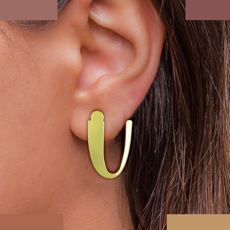 گوشواره طلا 18 عیار زنانه مدوپد مدل حرف U کد GA1-16880