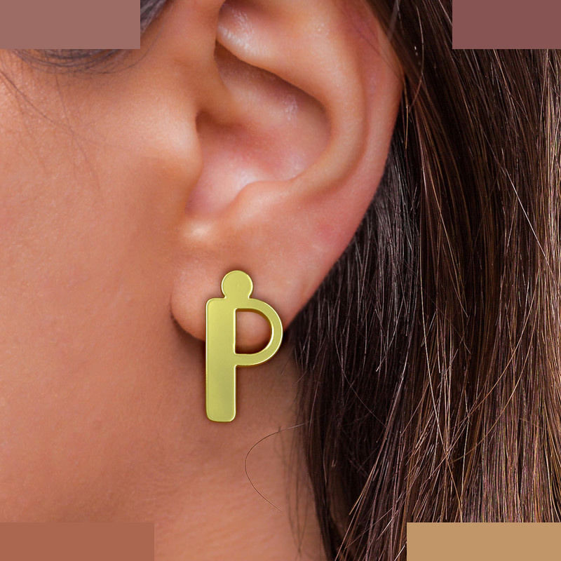 گوشواره طلا 18 عیار زنانه مدوپد مدل حرف P کد GA1-16902