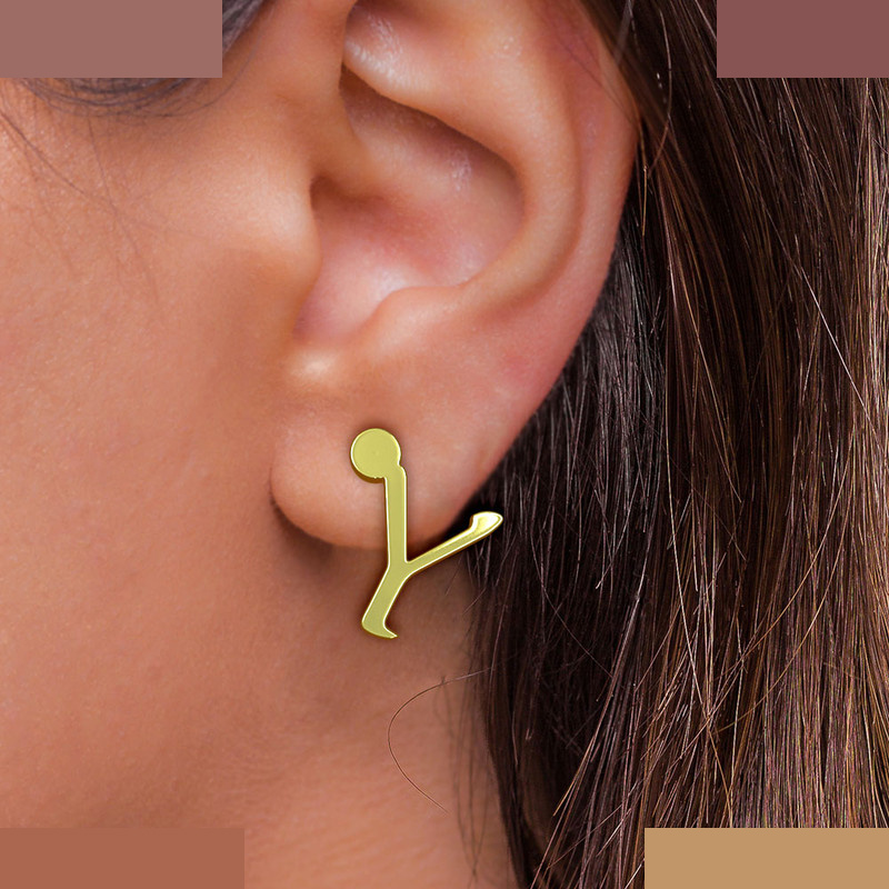 گوشواره طلا 18 عیار زنانه مدوپد مدل حرف Y کد GA1-16937