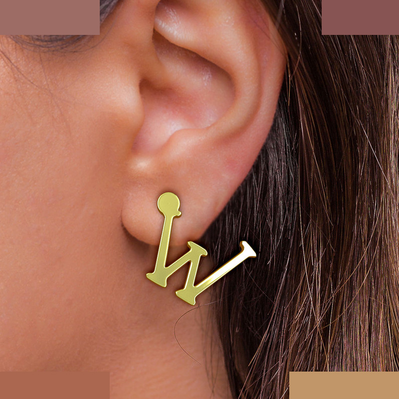 گوشواره طلا 18 عیار زنانه مدوپد مدل حرف W کد GA1-16987