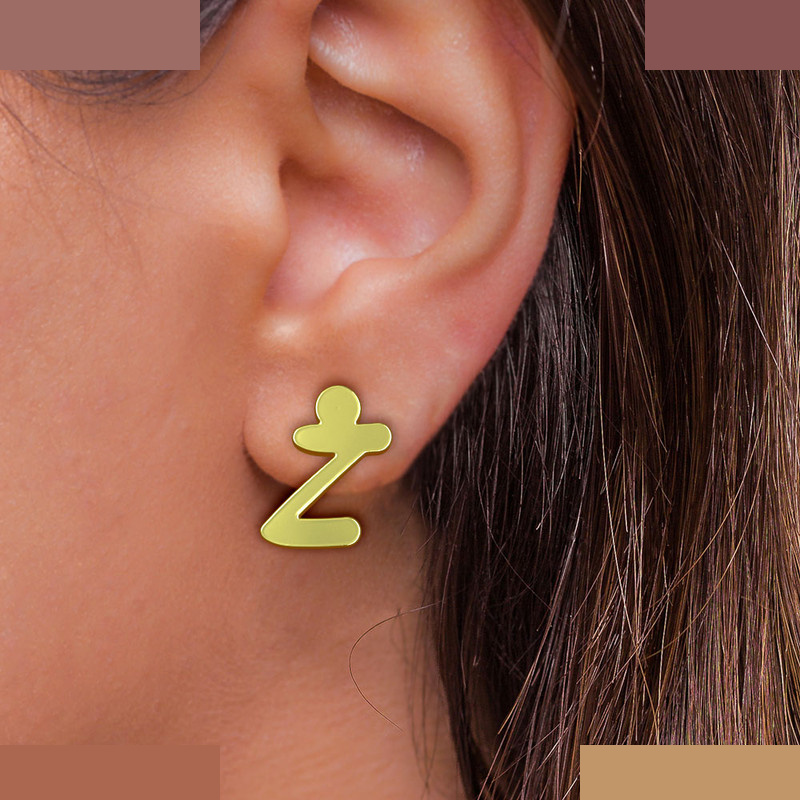 گوشواره طلا 18 عیار زنانه مدوپد مدل حرف Z کد GA1-17016