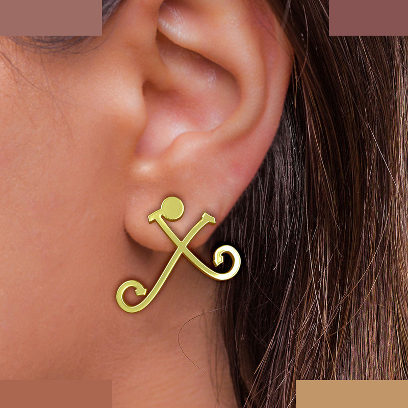 گوشواره طلا 18 عیار زنانه مدوپد مدل حرف X کد GA1-17040