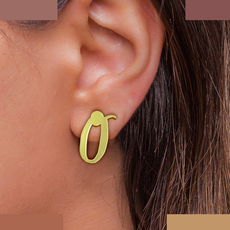 گوشواره طلا 18 عیار زنانه مدوپد مدل حرف O کد GA1-17057