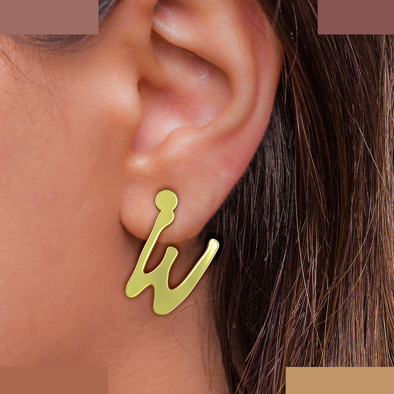 گوشواره طلا 18 عیار زنانه مدوپد مدل حرف W کد GA1-17091