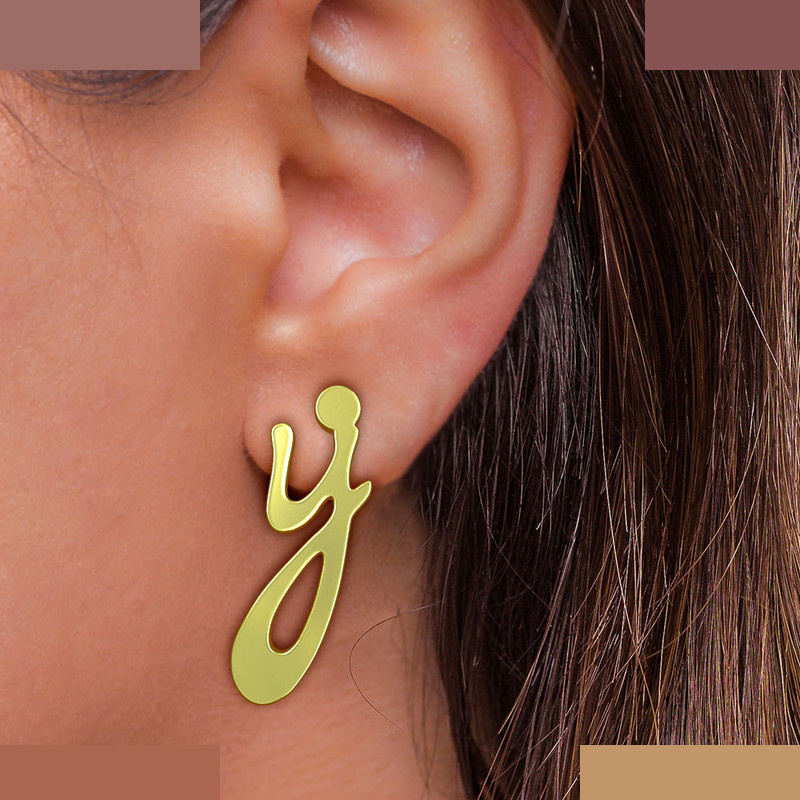 گوشواره طلا 18 عیار زنانه مدوپد مدل حرف Y کد GA1-17112