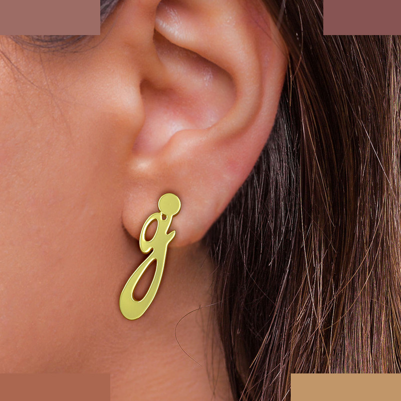 گوشواره طلا 18 عیار زنانه مدوپد مدل حرف G کد GA1-17114