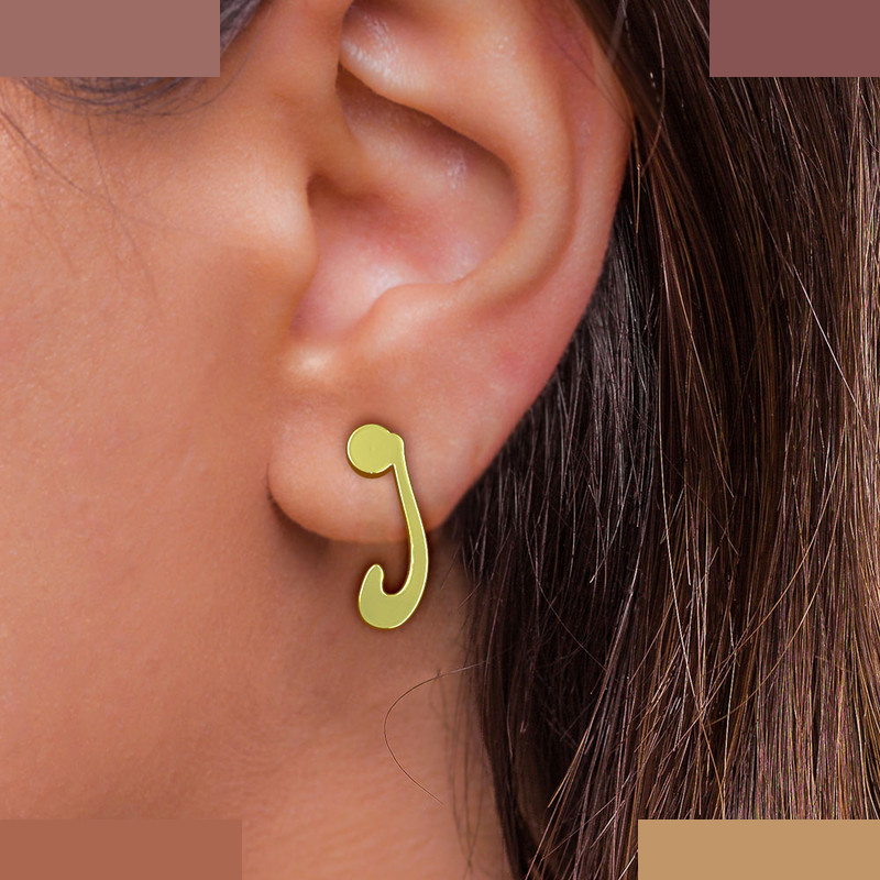 گوشواره طلا 18 عیار زنانه مدوپد مدل حرف J کد GA1-17117