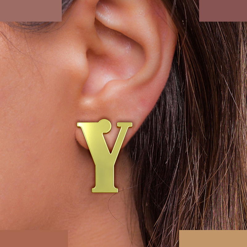 گوشواره طلا 18 عیار زنانه مدوپد مدل حرف Y کد GA1-17171