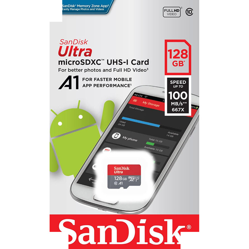 کارت حافظه Micro SDXC سن دیسک UHS-i Class 10 همراه با آداپتور SD ظرفیت 128GB