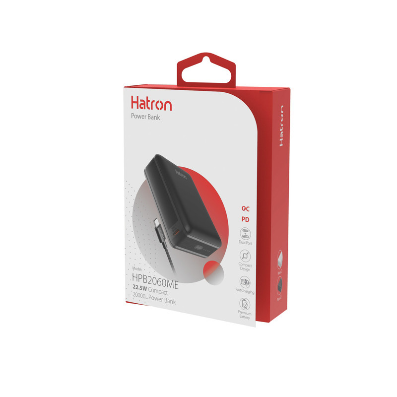 پاوربانک هترون مدل HPB2060ME ظرفیت 20000 میلی آمپر ساعت