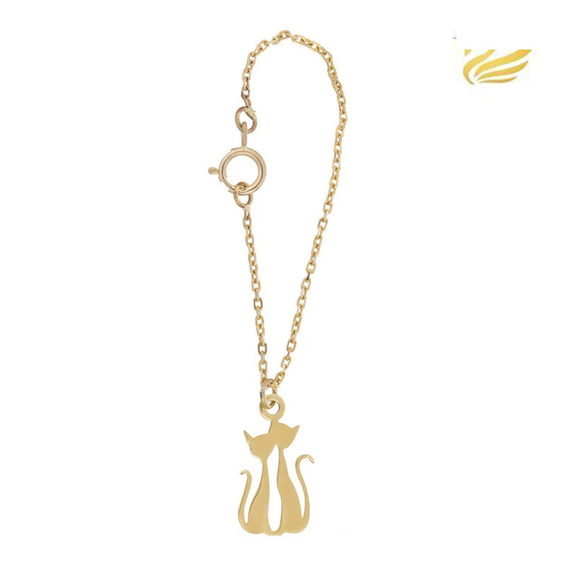 آویز ساعت طلا 18 عیار زنانه گالری قو طلایی مدل دو گربه ملوس آویز ساعت طلا 18 عیار زنانه گالری قو طلایی مدل دو گربه ملوس