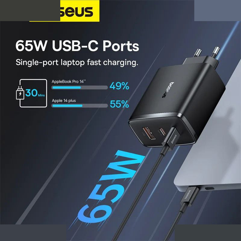 شارژر دیواری 65 وات بیسوس مدل Cube Pro 65W